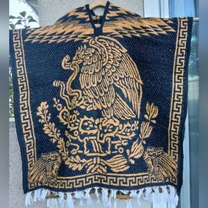 New Traditional Mexican  Poncho (zarape) With Hoodie